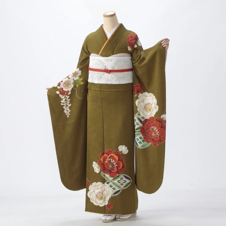 専用品　振袖フルセット　成人式 楽天市場】【成人式 振袖 レンタル】RS1897 正絹 赤 花紋に花くす玉