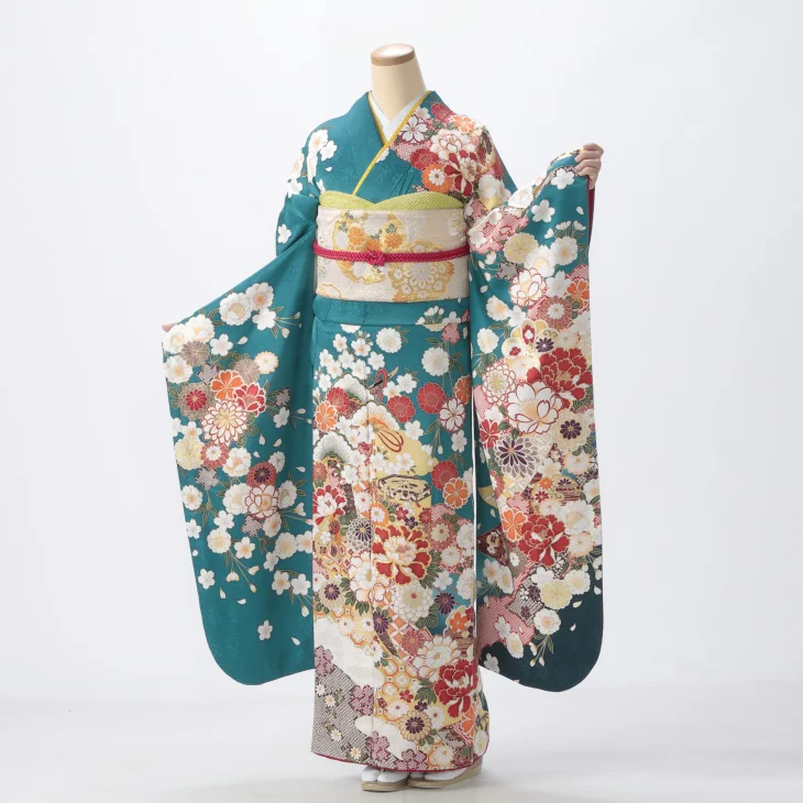 振り袖フルセット値下げ中 f0525670r】【黒系】振袖 レンタル フルセット Lサイズ 【状態:S