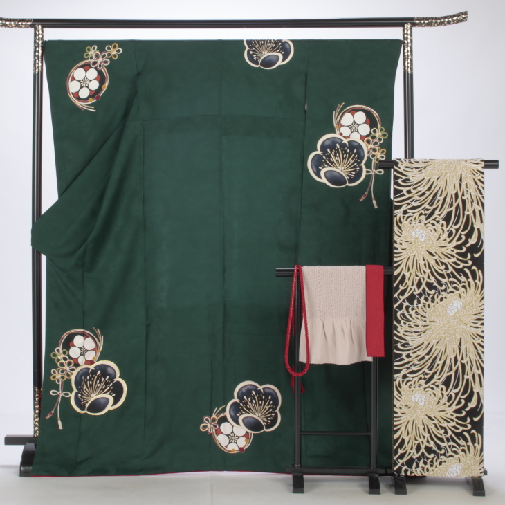 f0524385】【グリーン系】振袖 販売 フルセット Lサイズ 【中古