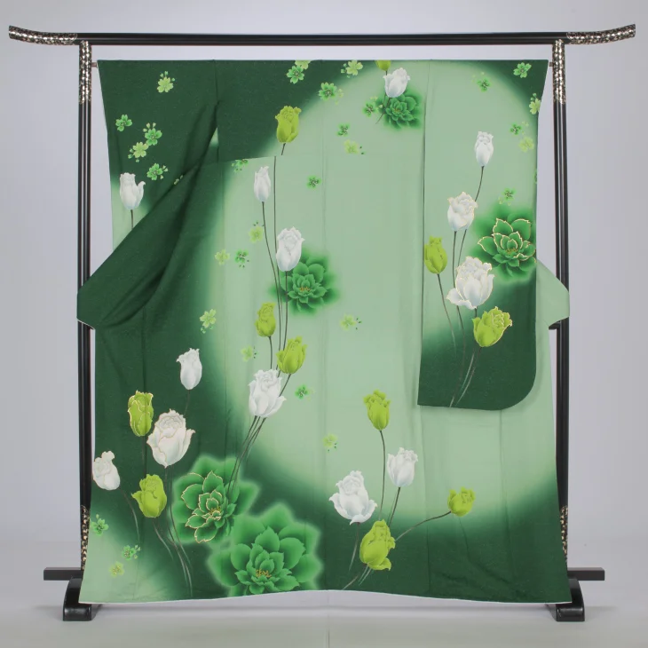 専用　ご予約商品　振袖セット 新品　オーダー仕立て　型染め　京友禅　緑　グリーン P1132_image-250x375.jpg