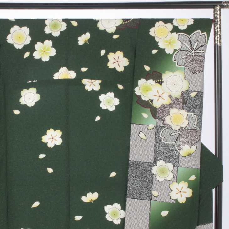 f0618129】【グリーン系】振袖 販売 フルセット Lサイズ 【中古
