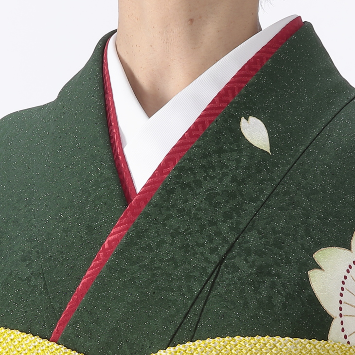 深い緑色　振袖フルセット 振袖 レンタル フルセット 成人式 結婚式 緑 グリーン 古典柄