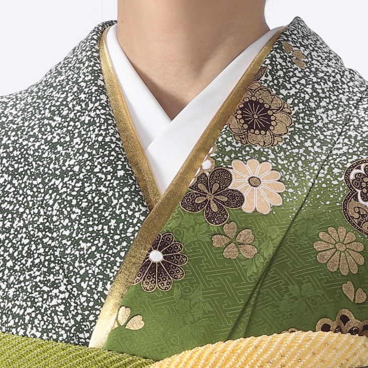 振袖フルセット 身丈162.5裄64 豪華振袖 緑 チャコール 刺繍柄 シンプル 振袖フルセット 身丈162.5裄64 豪華振袖 緑 チャコール 刺繍柄