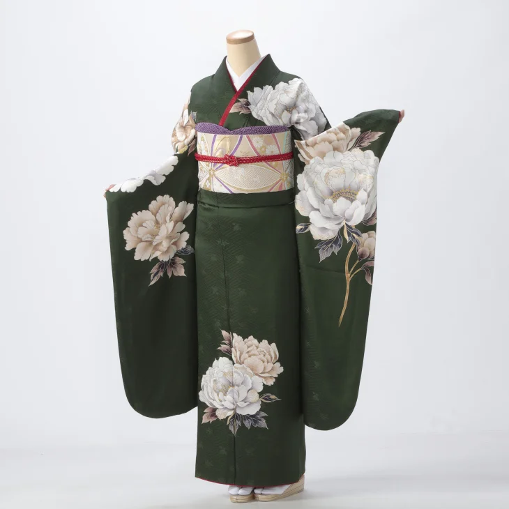 f0724331】【グリーン系】振袖 販売 フルセット Mサイズ 【中古