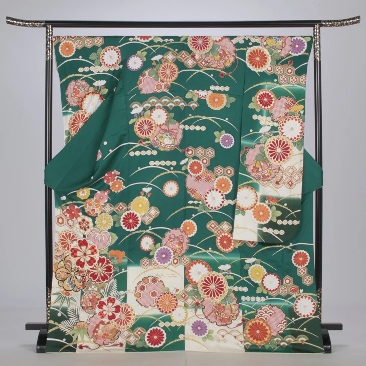f0922077】【グリーン系】振袖 販売 フルセット Lサイズ 【中古
