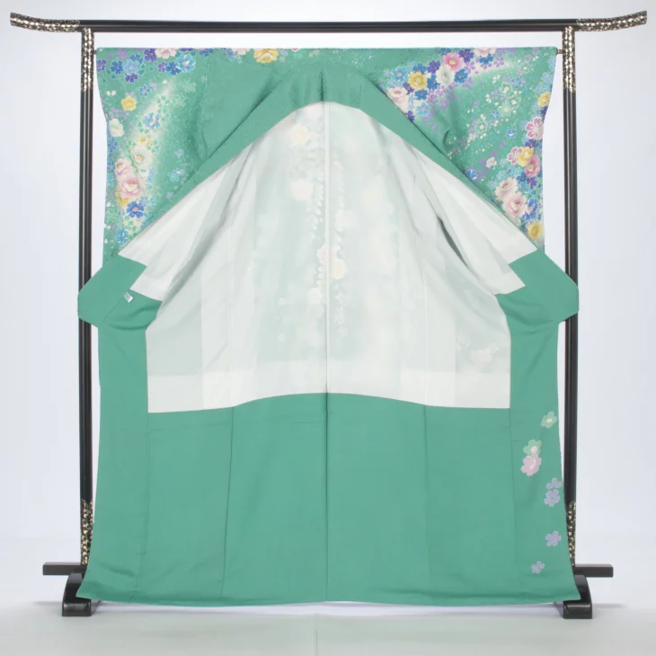 f8025001】【グリーン系】振袖 販売 フルセット Mサイズ ほぼ新品 成人