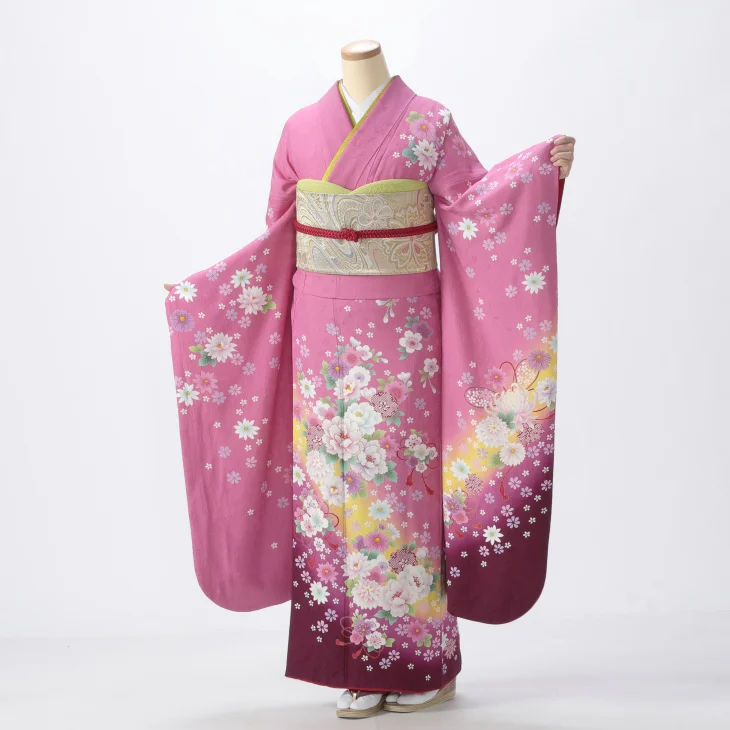 f0111093】【ピンク・オレンジ系】振袖 販売 フルセット Lサイズ