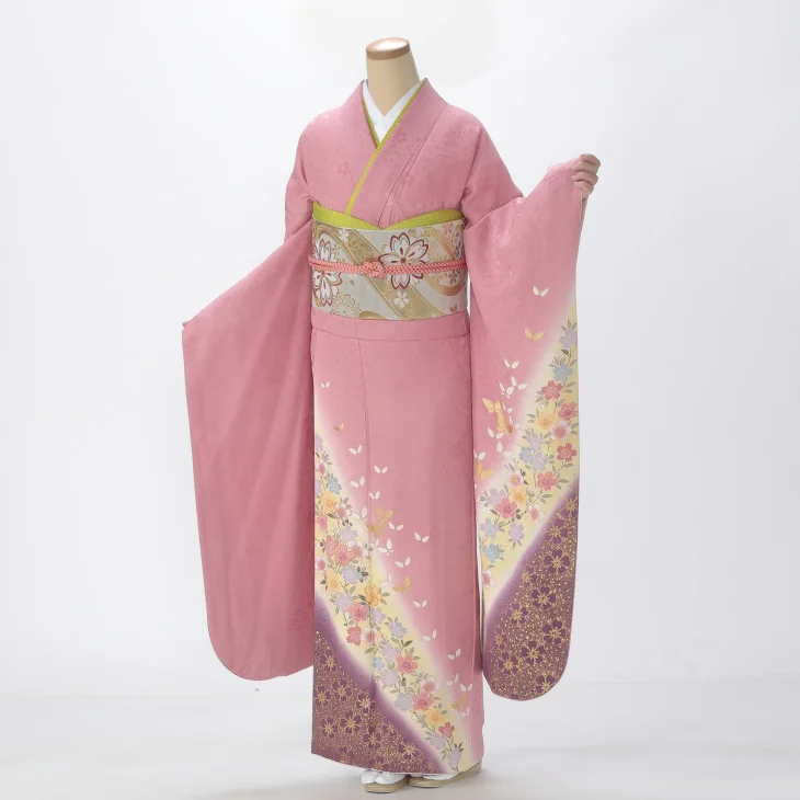 f0205137】【ピンク・オレンジ系】振袖 販売 フルセット Lサイズ