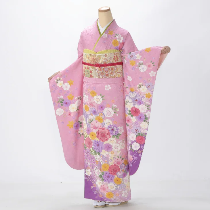 f0313178】【ピンク・オレンジ系】振袖 販売 フルセット Mサイズ
