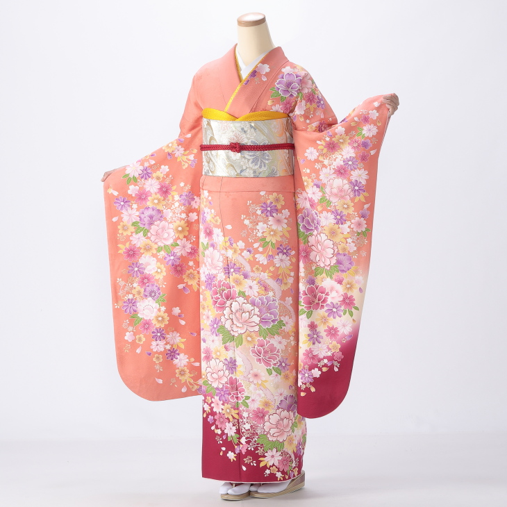 f0414169】【ピンク・オレンジ系】振袖 販売 フルセット Lサイズ