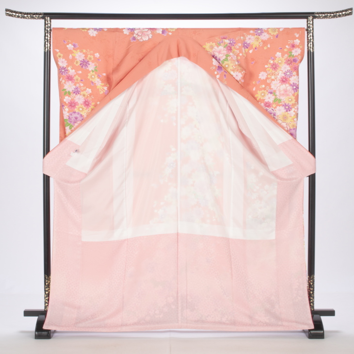 f0414169】【ピンク・オレンジ系】振袖 販売 フルセット Lサイズ