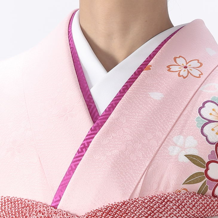 H*1様 振-36 成人振袖　7点フルセット　淡いピンク　桜づくし　豪華袋帯　古 振袖 レンタル ピンク 【Mサイズ 桃色グレー桜花】 振袖