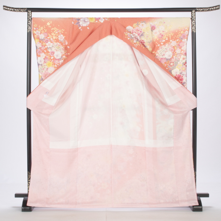 f0521317】【ピンク・オレンジ系】振袖 販売 フルセット Mサイズ