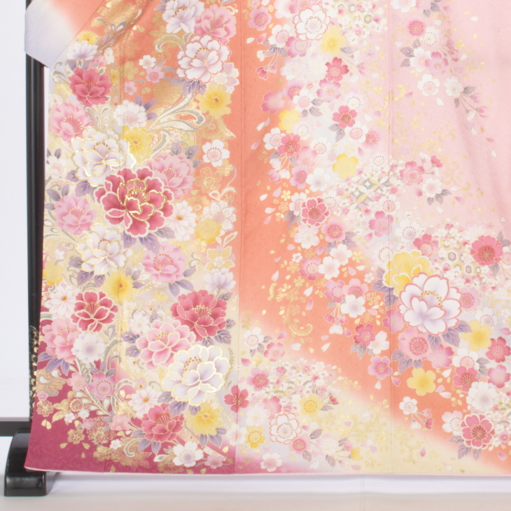 振袖 セーモンピンク 花柄 帯のセット 中古】【振袖2点セット】【販売】 振袖 袋帯 コーディネート