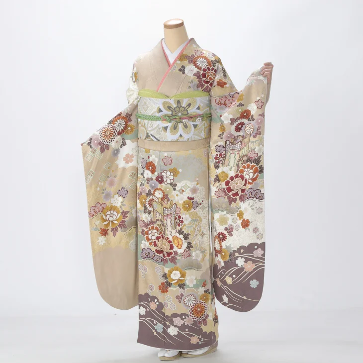 振袖 購入 フルセット Lサイズ 成人式 着物 【ピンク・オレンジ系】【中古】【状態:A】【f0522506】