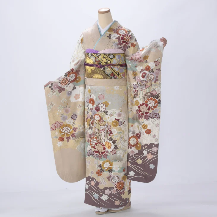 振袖 購入 フルセット LLサイズ 成人式 着物 【ピンク・オレンジ系】【中古】【状態:A】【f0522548】