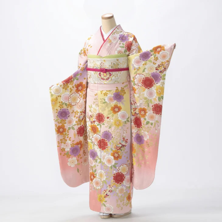 15日まで1万円値下げ中 振袖 花柄 ピンク系 振袖フルセット足袋なし f0523103】【ピンク・オレンジ系】振袖 販売 フルセット Lサイズ
