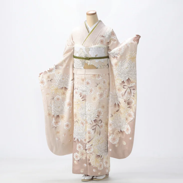 振袖 購入 フルセット Lサイズ 成人式 着物 【ピンク・オレンジ系】【中古】【状態:S】【f0525340】