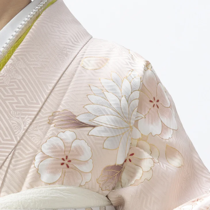 振袖　薄ピンク　ゴールド　波　鶴　梅　菱　/B49 振袖 薄ピンク ゴールド 波 鶴 梅 菱 /B49 【公式通販】