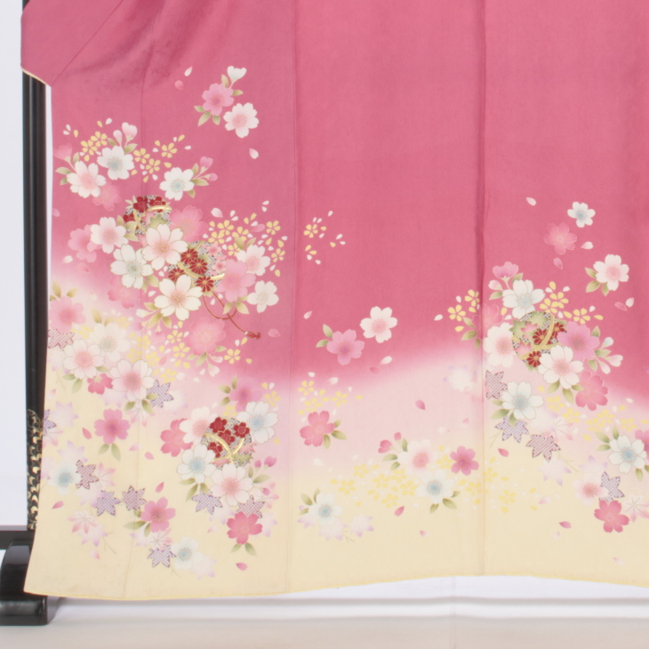 振袖　フルセット　クリーニング済み　ピンク 最新作くすみカラー古典 サーモンピンク/ピンクベージュ 菊柄/梅