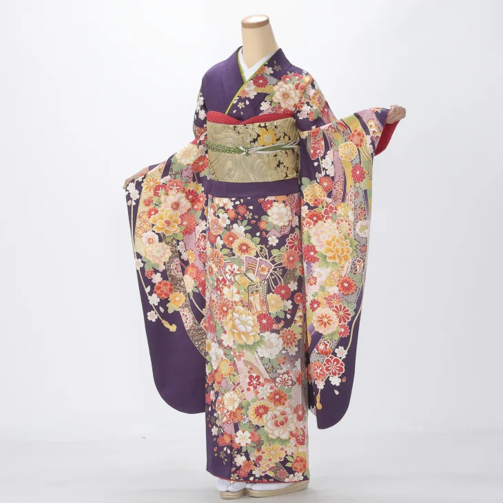f0720094】【紫系】振袖 販売 フルセット Lサイズ 【中古】【状態:A