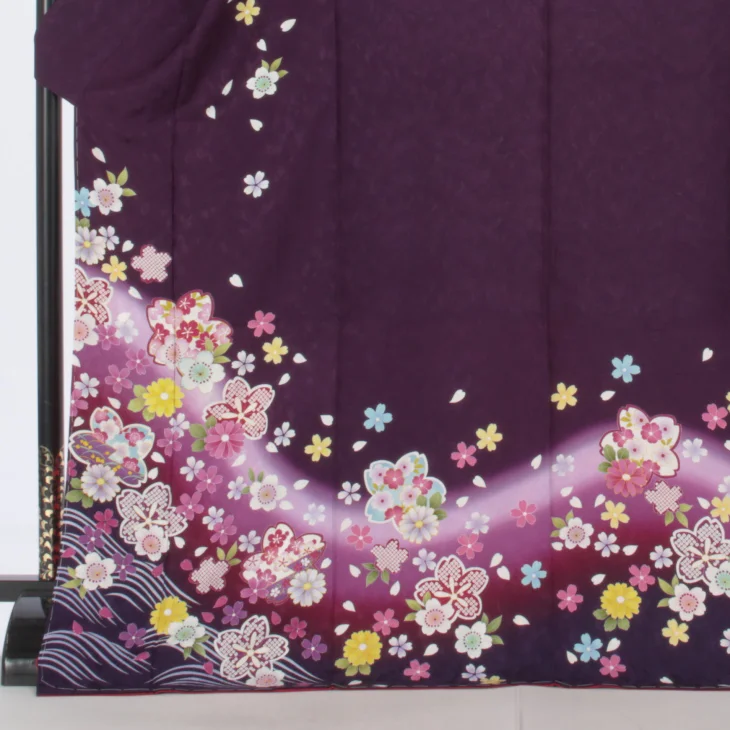 hamaguri 振袖フルセット パープル系諏訪刺繍 無地振袖 f8025017r2】【紫系】振袖 レンタル フルセット Lサイズ ほぼ新品 成人