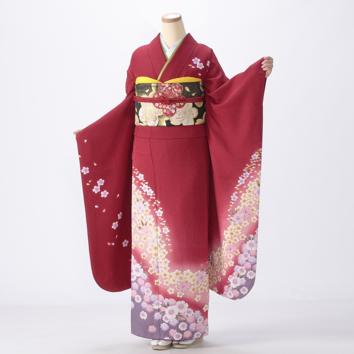 成人式　振袖フルセット　赤地　　　　SALE最終価格　９月末 振袖フルセット 振袖セット 振袖 LLサイズ 赤×鞠 美品 成人式