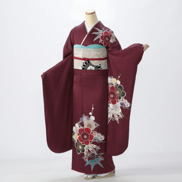 モコ　京都きもの友禅　振袖一式　フルセット 赤×黒　小物付　30点以上 成人式の振袖レンタル・購入なら【京都きもの友禅】 お客様満足度99.8％！