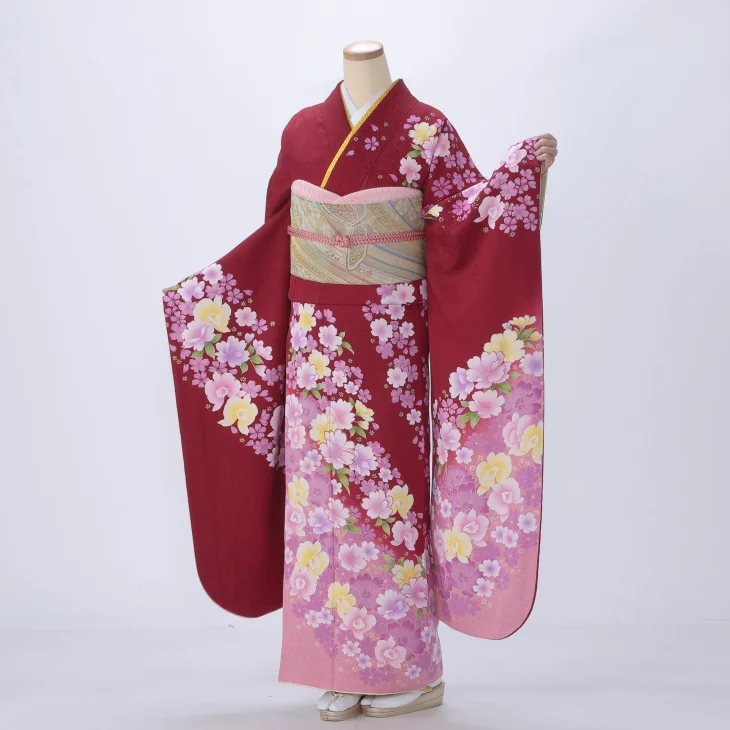 SALE中！振袖フルセット(8点)成人式・京都きもの友禅・大輪牡丹柄・暈し染め 新着振袖 ｜【公式】京都きもの友禅オンラインストア / 振袖・着物の