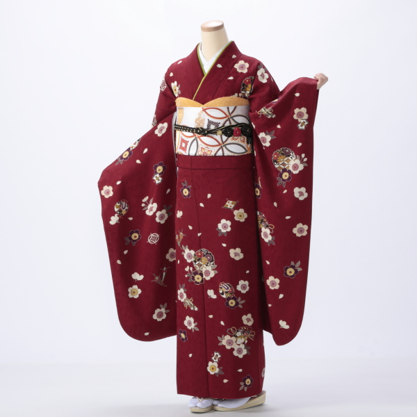成人式振袖フルセット 赤とクリーム 花柄　Lサイズ　京都着物友禅 f0419067.JPG