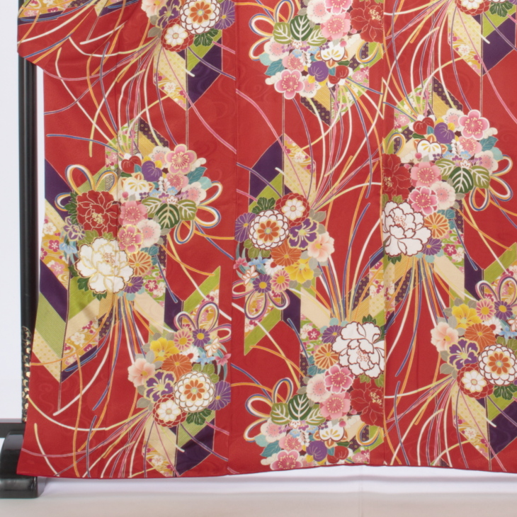 f0524481r】【赤・ワイン系】振袖 レンタル フルセット Mサイズ 【状態