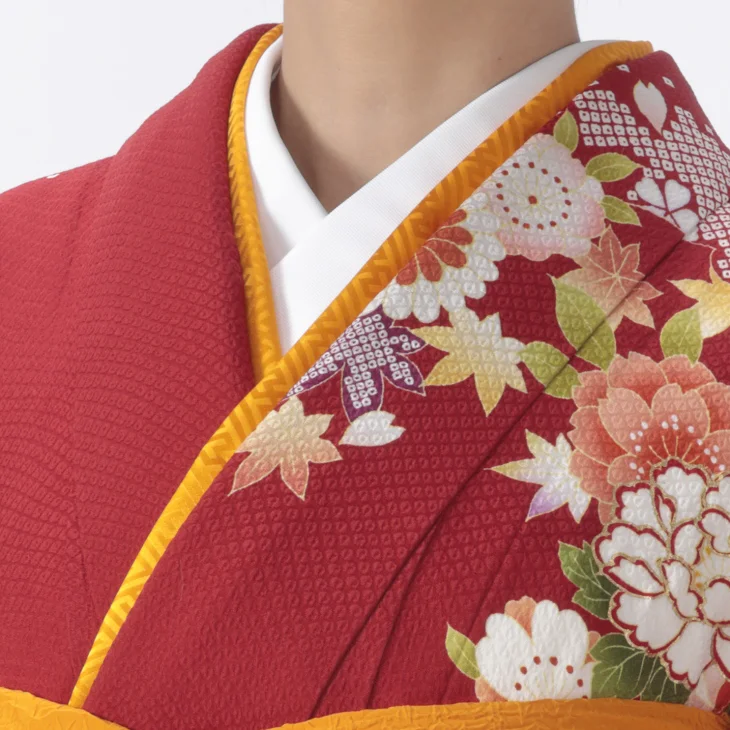 f0717031r】【赤・ワイン系】振袖 レンタル フルセット Lサイズ 【状態