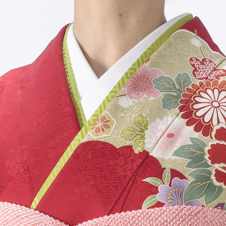 f0721100】【赤・ワイン系】振袖 販売 フルセット LLサイズ 【中古