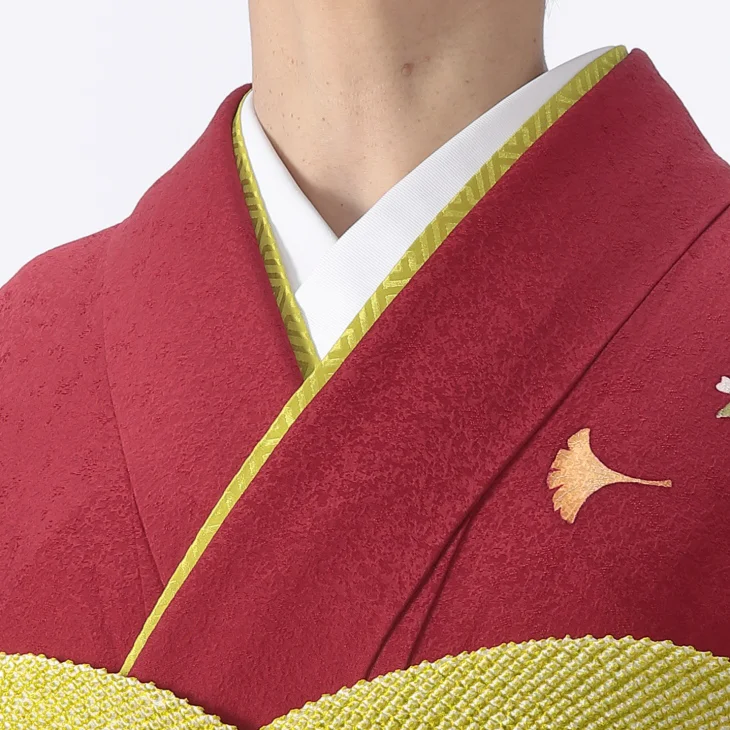 f0722322r】【赤・ワイン系】振袖 レンタル フルセット Lサイズ 【状態