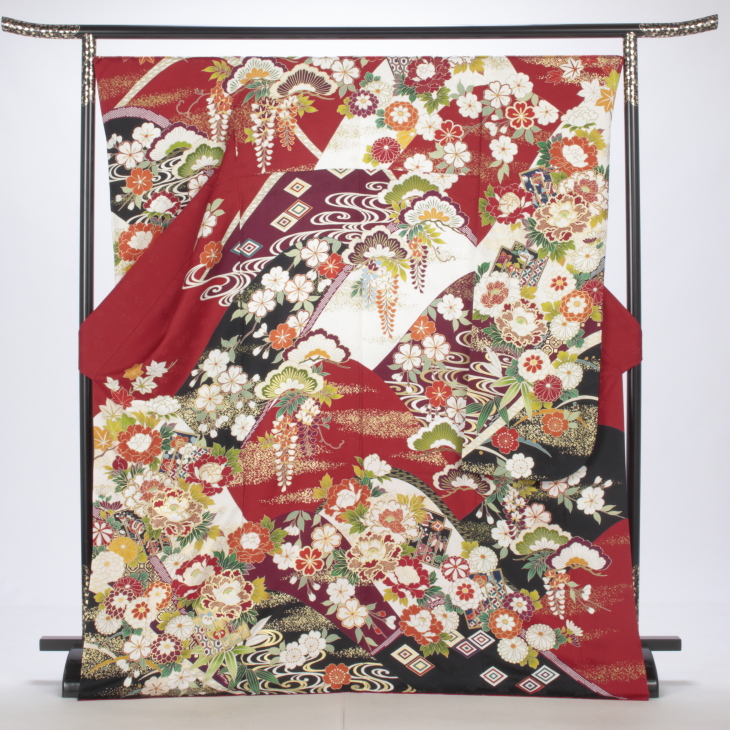 f0724109r2】【赤・ワイン系】振袖 レンタル フルセット Lサイズ 成人