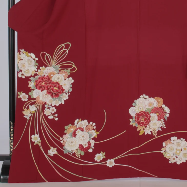 f0724280】【赤・ワイン系】振袖 販売 フルセット Lサイズ 【中古