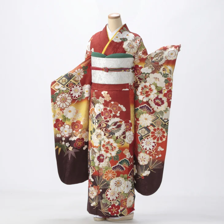 赤/ワインの振袖【レンタル】｜【公式】京都きもの友禅オンライン