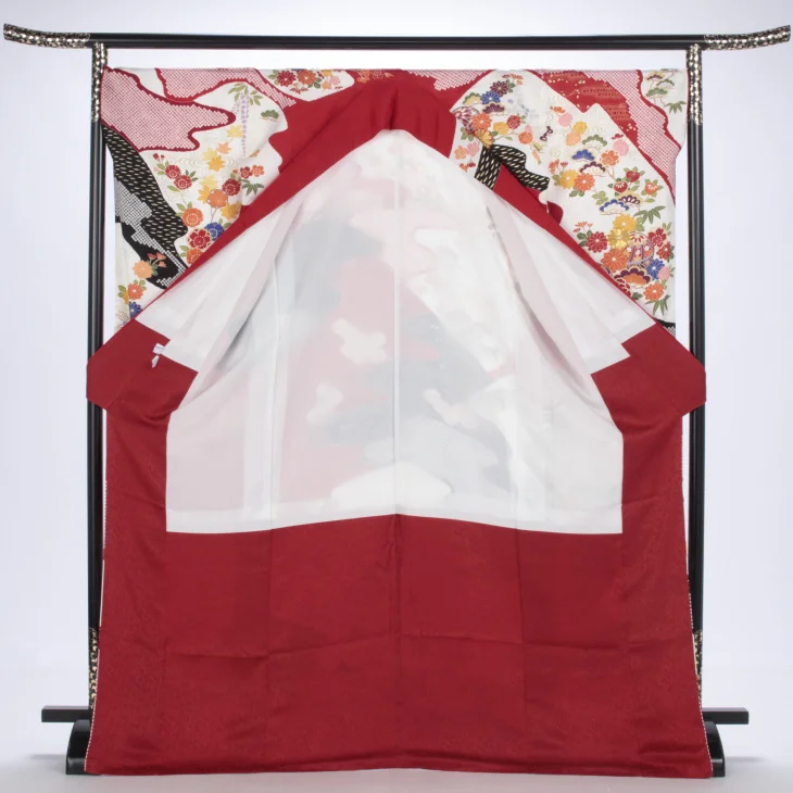 f0918044r】【赤・ワイン系】振袖 レンタル フルセット Lサイズ 【状態