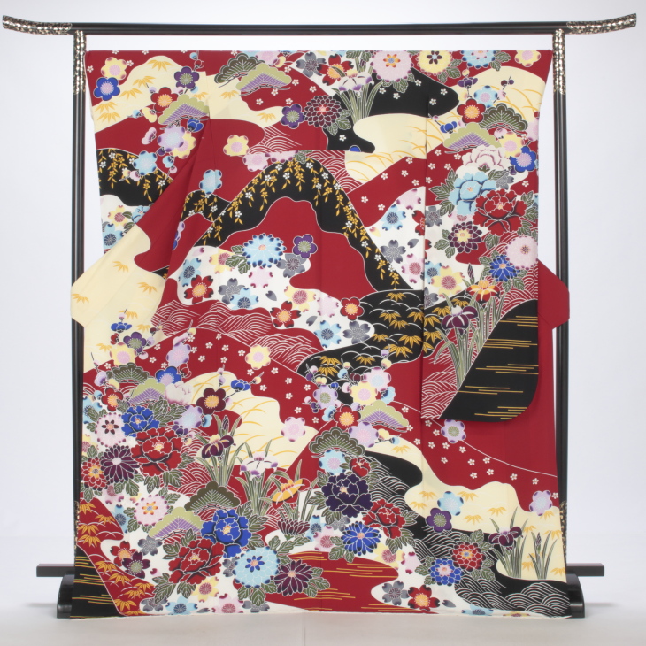 f0920092】【赤・ワイン系】振袖 販売 フルセット Lサイズ 【中古