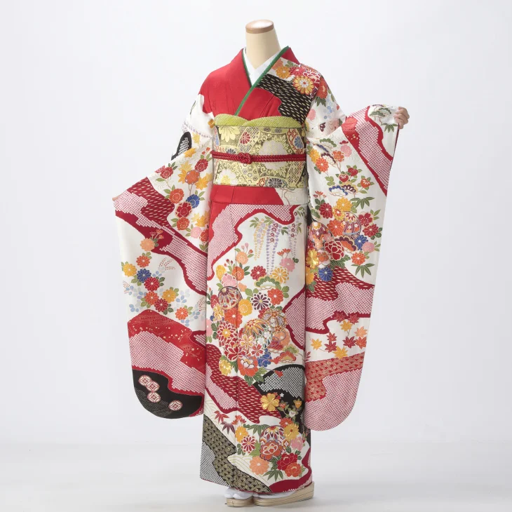 美品⭐︎京都きもの友禅⭐︎赤花柄振袖 正絹 一式セット⭐︎ 赤/ワインの振袖【販売】｜【公式】京都きもの友禅オンラインストア
