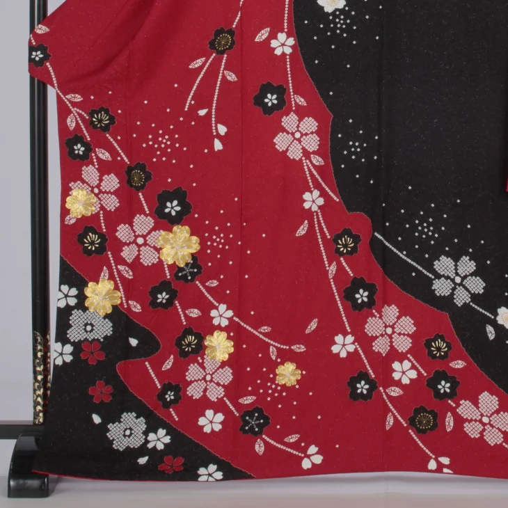 f0924057】【赤・ワイン系】振袖 販売 フルセット Mサイズ 【中古