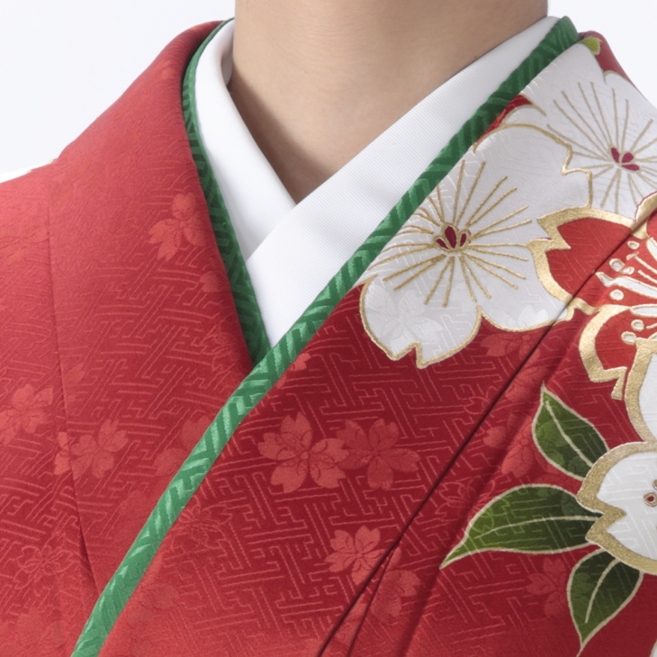 振袖 着物ガウン 刺繍 赤緑 着物リメイク フォーマル 和柄 和装 N71105 振袖 着物ガウン 刺繍 赤緑 着物リメイク フォーマル 和柄 和装 N71105