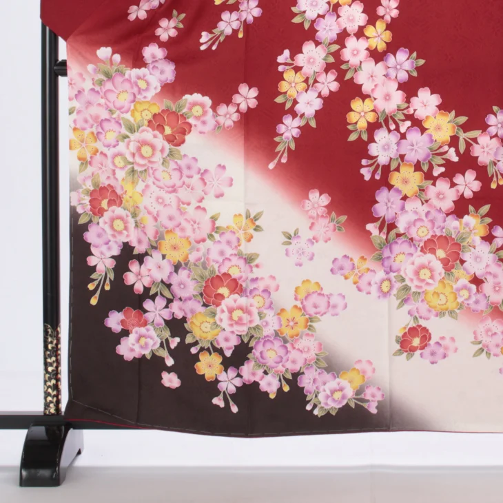 f8024025】【赤・ワイン系】振袖 販売 フルセット Sサイズ 【新品