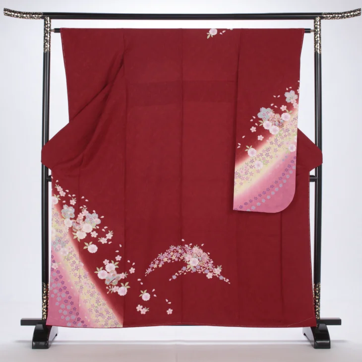 f8024065】【赤・ワイン系】振袖 販売 フルセット Sサイズ 【新品