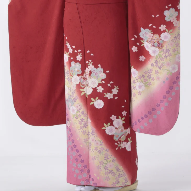 f8024065】【赤・ワイン系】振袖 販売 フルセット Sサイズ 【新品
