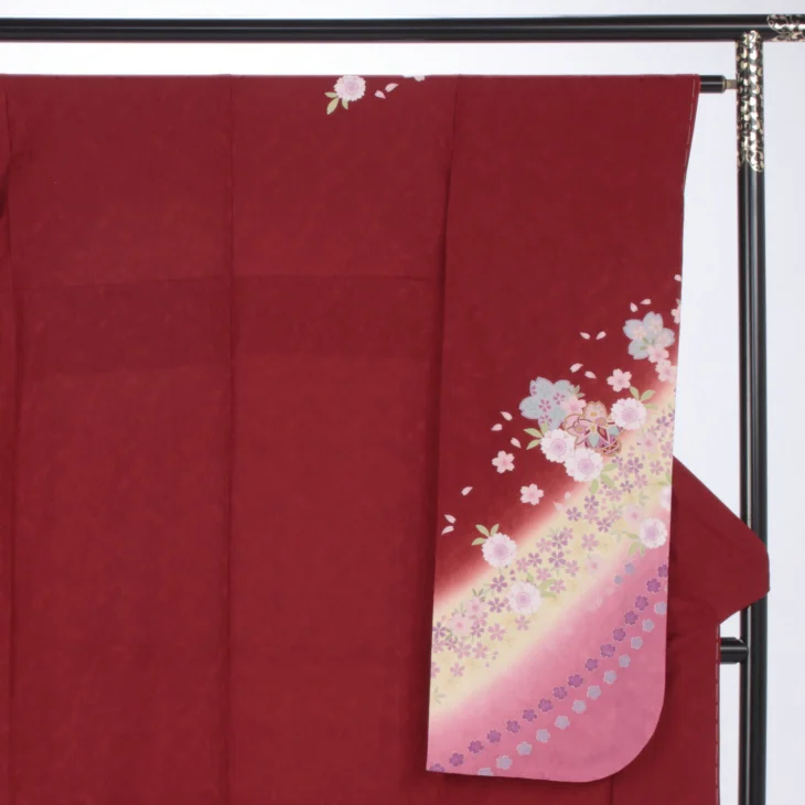 f8024065】【赤・ワイン系】振袖 販売 フルセット Sサイズ 【新品