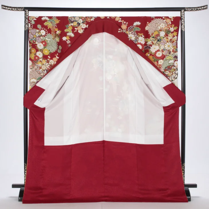 f8024075】【赤・ワイン系】振袖 販売 フルセット LLサイズ 【新品