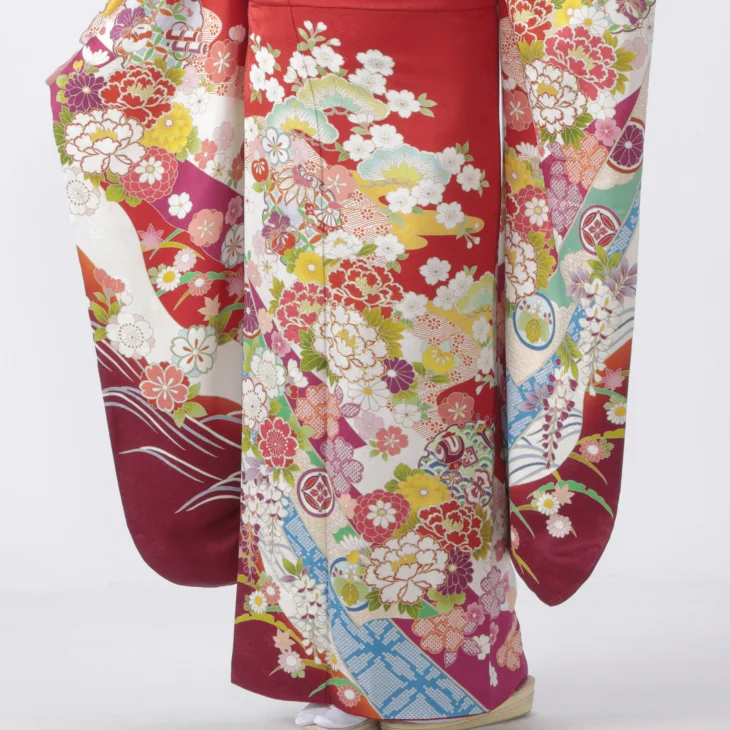 f8024084】【赤・ワイン系】振袖 販売 フルセット LLサイズ 【新品