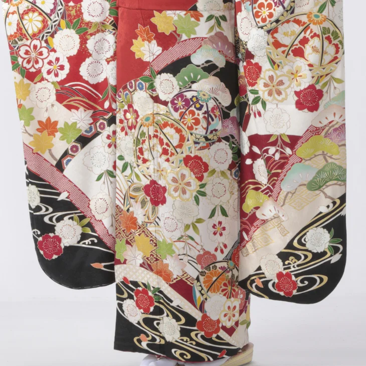 f8024098】【赤・ワイン系】振袖 販売 フルセット LLサイズ 【新品