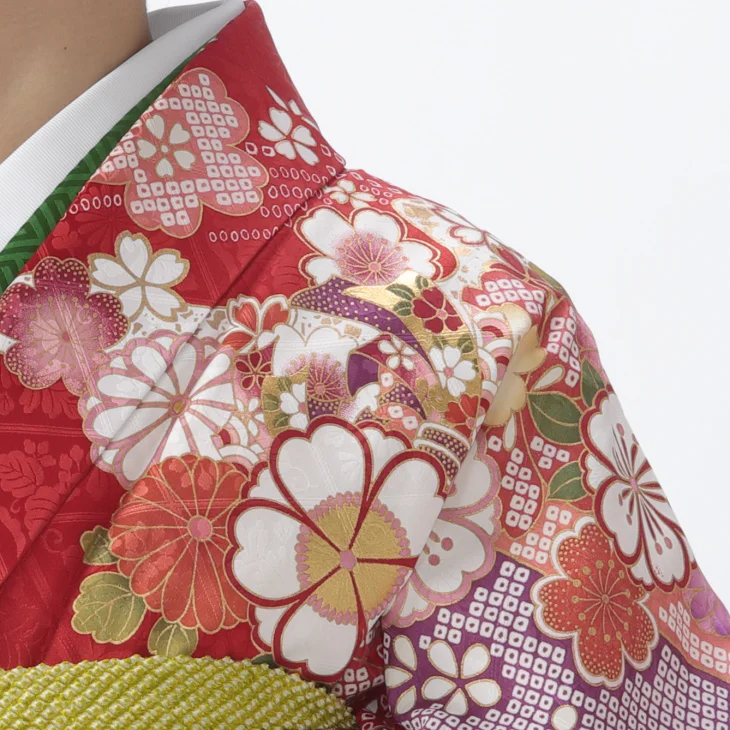 f8024107】【赤・ワイン系】振袖 販売 フルセット LLサイズ ほぼ新品